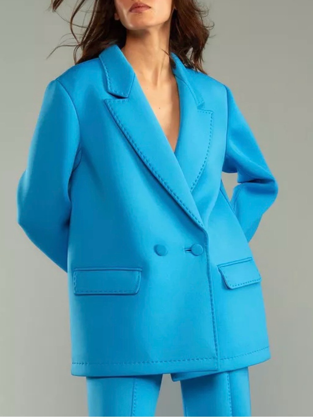 Cynthia Rowley Blue Oversized Double-Breasted Women's Blazer L